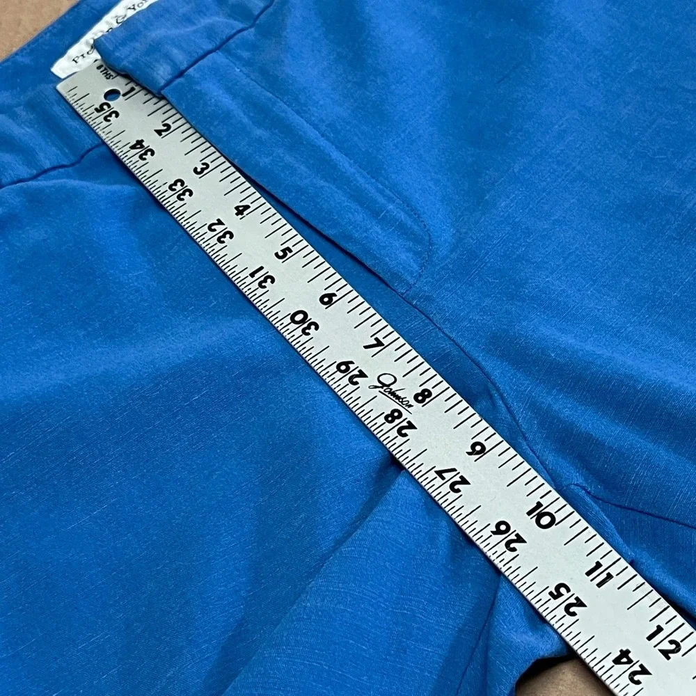 Preston & York Women's Size 6R French Blue‎ Linen Blend Pants Wide Leg 28x30